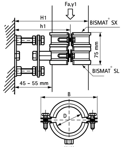Крепление опорное, BISMAT 1000 KA/GA, DN-150, чёрный — изображение 1