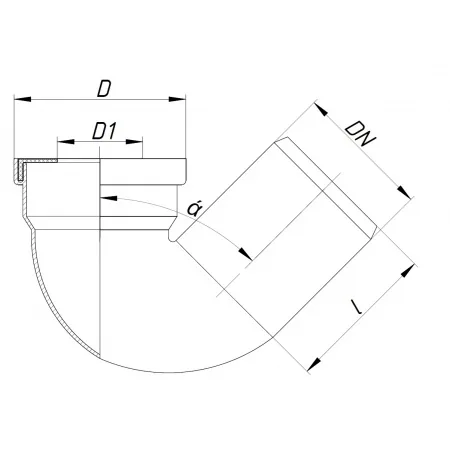 Сифон, Ostendorf, HT, 135°, 110, для напольного унитаза (чаши Генуя), PP, цвет-RAL 7037 серая пыль — изображение 1