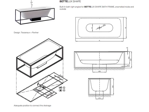 Ванна, Bette, BetteLux Shape, шгв 1700*750*450, BetteGlasur® Plus, цвет-глянцевый черный — изображение 2