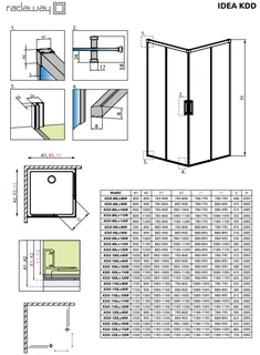 Дверь, Radaway, Idea KDD, шв 900*2005, петли-справа, золото брашированное, цвет стекла-прозрачный, Easy Clean — изображение 1