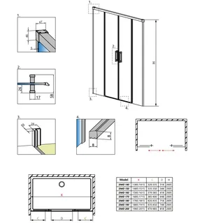 Дверь, Radaway, Idea DWD, шв 1700*2005, петли-универсальные (слева или справа), хром, цвет стекла-прозрачный, Easy Clean — изображение 1