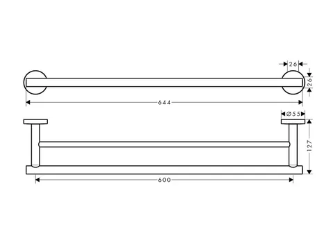 Полотенцедержатель, Hansgrohe, Logis Universal, шгв 644*127*55, цвет-хром — изображение 1