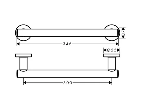 Поручень, Hansgrohe, Logis Universal, шв 300*55, цвет-хром — изображение 1