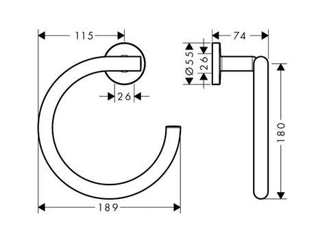 Полотенцедержатель, Hansgrohe, Logis Universal, шгв 189*74*207, цвет-хром — изображение 1