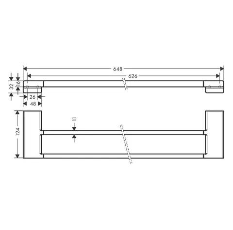 Полотенцедержатель, Hansgrohe, AddStoris, шгв 648*124*32, цвет-шлифованный черный хром — изображение 1