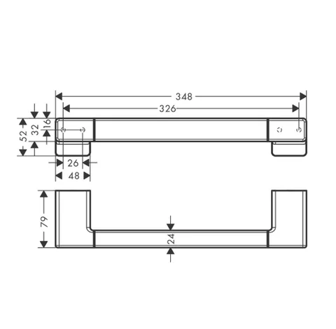 Поручень, Hansgrohe, AddStoris, прямой, шгв 348*79*52, цвет-шлифованный черный хром — изображение 1