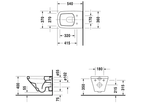 Унитаз, Duravit, Durastyle, подвесной, шгв 370*540*345, цвет-белый — изображение 1