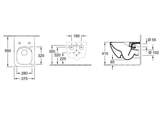 Унитаз, Villeroy&Boch, Venticello, подвесной, шгв 375*560*330, цвет-альпийский белый — изображение 1