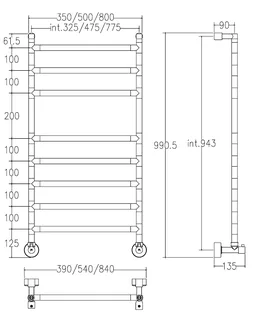 Полотенцесушитель, Margaroli, Sereno, шгв 540*135*990.5, цвет-Black Brushed Nickel — изображение 1