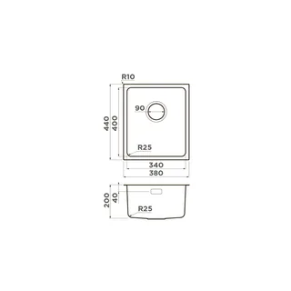 Мойка, OMOIKIRI, Tadzava, шгв 380*440*200, отверстия для смесителя-отсутствуют, цвет-нержавеющая сталь — изображение 1