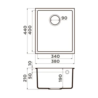 Мойка, OMOIKIRI, Bosen, шгв 380*440*210, отверстия для смесителя-отсутствуют, цвет-ваниль — изображение 1