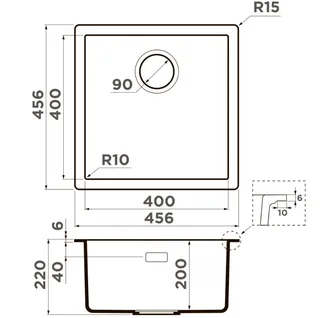 Мойка, Omoikiri, Yamakawa, шгв 456*456*220, отверстия для смесителя-отсутствуют, цвет-платина — изображение 1