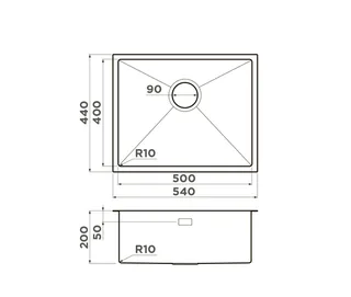 Мойка, OMOIKIRI, Мойка, OMOIKIRI, TAKI, шгв 540*440*200, отверстия для смесителя-отсутствуют, цвет-графит — изображение 1