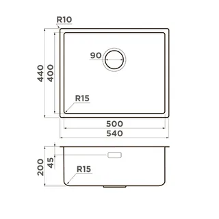 Мойка, Omoikiri, Tadzava Ultra, шгв 540*440*200, отверстия для смесителя-отсутствуют, цвет-нержавеющая сталь — изображение 1