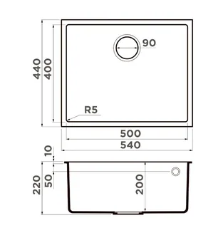 Мойка, OMOIKIRI, Bosen, шгв 540*440*220, отверстия для смесителя-отсутствуют, цвет-espresso — изображение 1