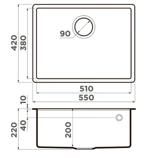 Мойка, OMOIKIRI, Tedori, шгв 550*420*220, отверстия для смесителя-отсутствуют, цвет-Espresso — изображение 1