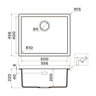 Мойка, OMOIKIRI, Yamakawa, шгв 556*456*220, отверстия для смесителя-отсутствуют, цвет-canyon — изображение 1