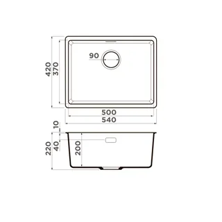 Мойка, Omoikiri, Kata, шгв 540*420*220, отверстия для смесителя-отсутствуют, цвет-espresso — изображение 1