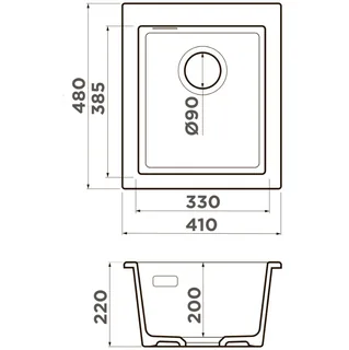 Мойка, Omoikiri, Omishima, шгв 410*480*220, отверстия для смесителя-отсутствуют, цвет-белый — изображение 1