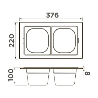 Контейнер, Omoikiri, DC-04-2, для кухонной мойки, шгв 376*220*100, цвет- графит — изображение 1