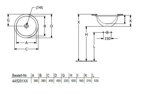 Раковина, Villeroy&Boch, Loop&Friends, шгв 380*380*210, отверстия для смесителя-отсутствуют, CeramicPlus, цвет-альпийский белый — изображение 1