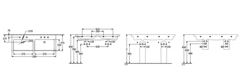 Раковина, Villeroy&Boch, Subway 3.0, шгв 1300*475*165, отверстия для смесителя-2, CeramicPlus, цвет-альпийский белый — изображение 1
