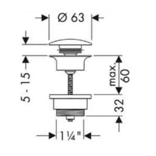 Донный клапан, Hansgrohe, для раковин и биде, 1 1/4", цвет-бронза шлифованная — изображение 1