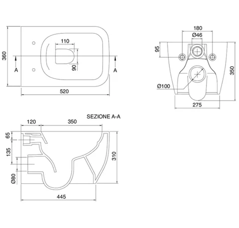Унитаз, Scarabeo, Teorema 2.0, подвесной, шгв 360*520*350, цвет-Lime matt — изображение 1