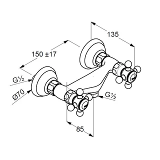 Смеситель для душа, Kludi, 1926, на 1 потребитель, настенный, цвет-хром — изображение 1