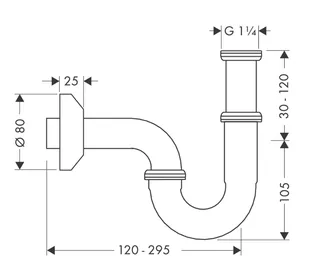 Сифон, Hansgrohe, для раковины, трубчатый, 1 1/4", цвет-хром — изображение 1