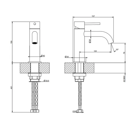Смеситель для раковины, Gessi, 316 Flessa, цвет-Black Metal Brushed PVD — изображение 1