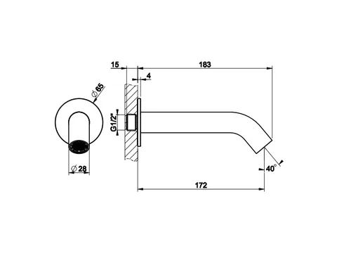 Излив, Gessi, Shower316, цвет-Copper Brushed PVD — изображение 1