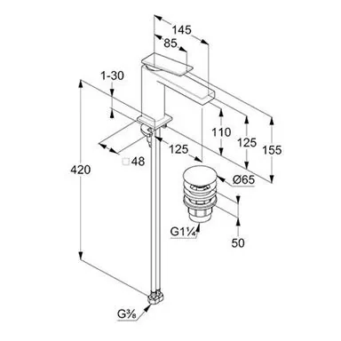 Смеситель для раковины, Kludi, DECUS, EcoPlus, цвет-бронза брашированная — изображение 1