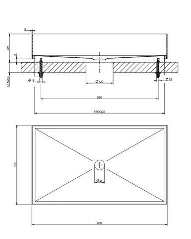 Раковина, Gessi, шгв 600*350*125, отверстия для смесителя-отсутствуют, цвет-Warm Bronze Brushed PVD — изображение 1