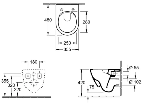Унитаз, Villeroy&Boch, Subway 2.0, подвесной, шгв 355*480*345, CeramicPlus, цвет-альпийский белый — изображение 1
