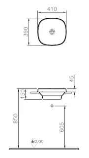 Раковина, Vitra, Frame, шгв 410*390*150, отверстия для смесителя-отсутствуют, VitrA Clean, цвет-белый — изображение 1