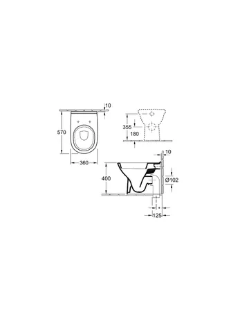 Унитаз, Villeroy&Boch, O'Novo, пристенный, шгв 360*650*400, цвет-альпийский белый — изображение 1