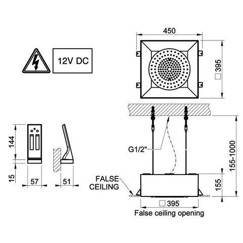 Душевая система, Gessi, Afilo, 350*350, цвет-белый матовый — изображение 1