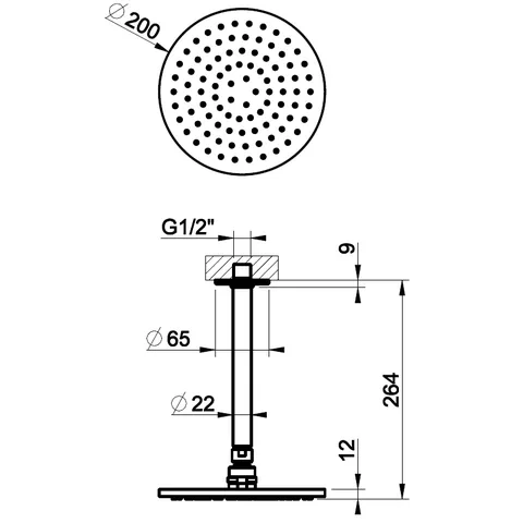 Верхний душ, Gessi, Inciso, 200*200, цвет-Warm Bronze Brushed PVD — изображение 1