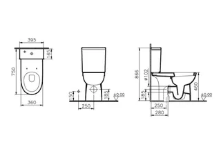 Унитаз, Vitra, Conforma, напольный, шгв 360*750*460, VitrA Hygiene, цвет-белый, тип дефекта - царапины — изображение 3
