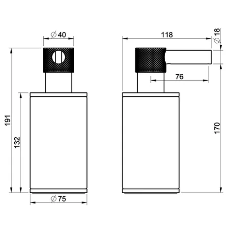 Дозатор для жидкого мыла, Gessi, Inciso, шгв 75*118*191, цвет дозатора-черный матовый/белый — изображение 1
