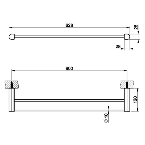 Полотенцедержатель, Gessi, Rilievo, шгв 628*120*28, цвет-хром — изображение 1