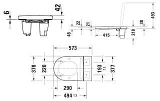 Сиденье для унитаза с функцией биде, Duravit, SensoWash® Starck F Plus, HygieneGlaze, шг 378*573, цвет-белый — изображение 1