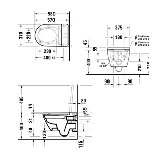 Сиденье для унитаза с функцией биде, Duravit, SensoWash® D-Neo, шг 375*495, белый — изображение 1