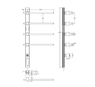 Полотенцесушитель, Margaroli, Sole, шгв 360*93*845, Box, цвет-Black Brushed Nickel — изображение 1