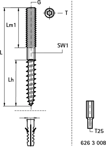 Винт-шуруп, BIS Torx, M10, 120, оцинкованная сталь, упаковка 50 шт — изображение 1
