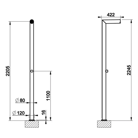 Душевая стойка, Gessi, Outdoor, уличная, на 1 выход, цвет-Steel Brushed (старый арт. 63201/239) — изображение 1