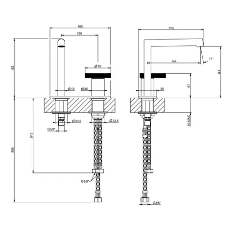 Смеситель для раковины, Gessi, Anello, цвет-Black Metal Brushed PVD — изображение 1