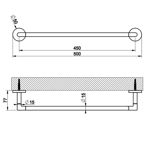 Полотенцедержатель, Gessi, Anello, шгв 500*77*50, цвет-Black Metal Brushed PVD — изображение 1
