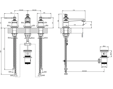 Смеситель для раковины, Gessi, VENTI20, цвет-Copper PVD — изображение 1
